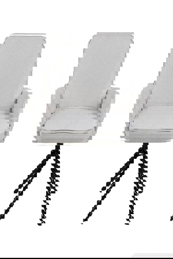 Living and Home Linen Modern Swivel Chair with Black Legs