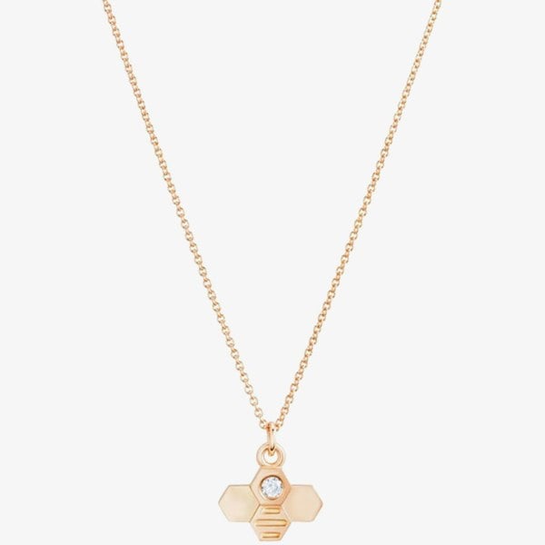 T. H. Baker Rose Gold Plated Cubic Zirconia Large Bee Pendant Necklace BPL1-RGP-CZ