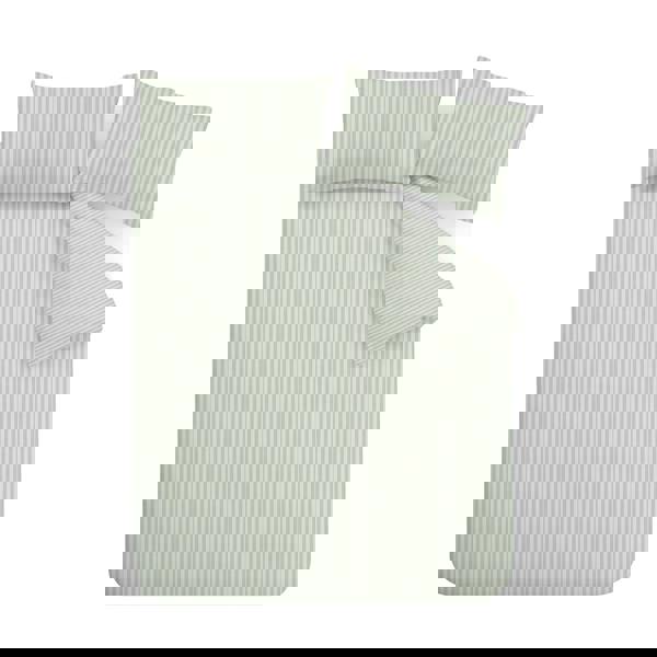 Catherine Lansfield Epping Textured Stripe Reversible Duvet Cover Set Green