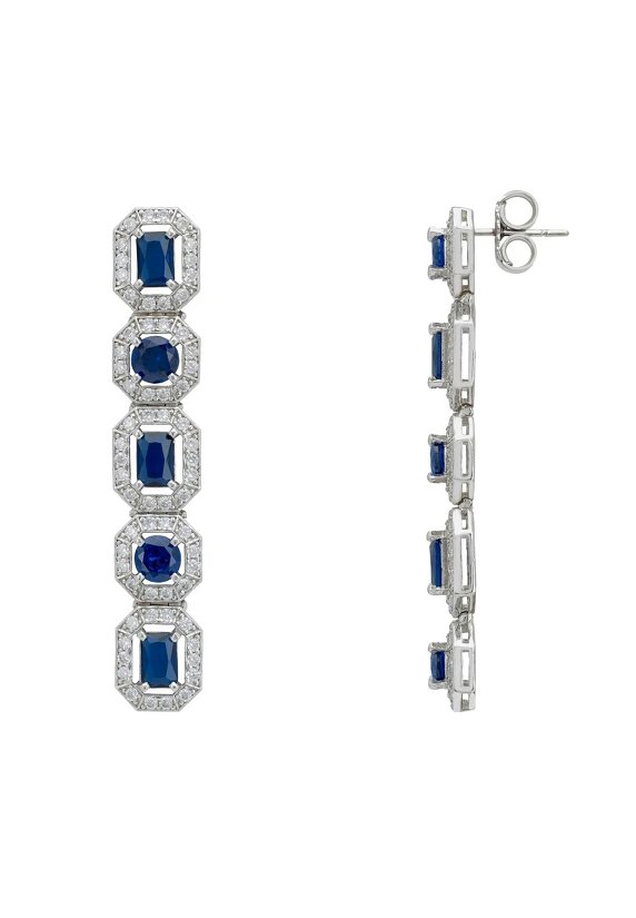 Latelita Whistledown Sapphire Gemstone Earrings Silver