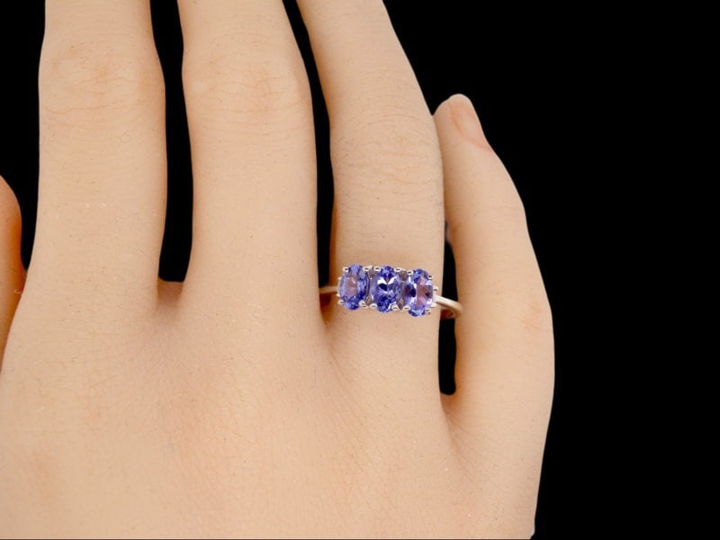 Vintage Tom A three stone Tanzanite ring