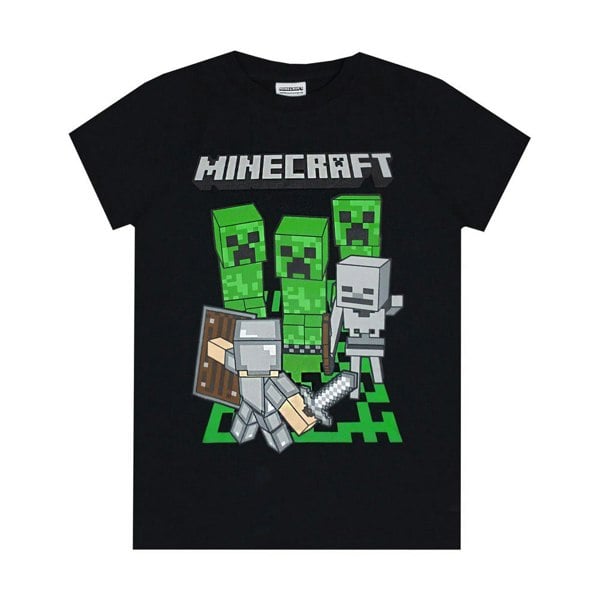 Minecraft Childrens/Kids Adventure Logo T-Shirt - Black/Green/Grey