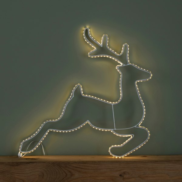 Samuel Alexander 42cm Light up Hanging Christmas Reindeer and Sleigh Silhouette with Warm White LEDs