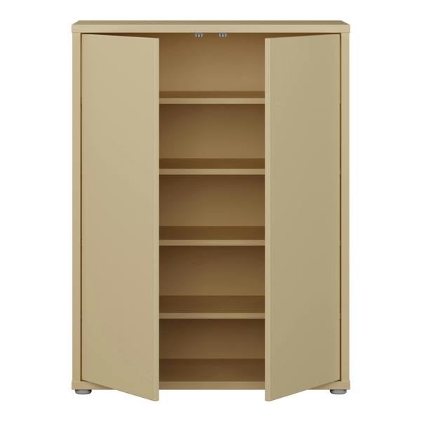 Furniture To Go Alice Springs Shoe Cabinet with 2 Doors Push-to-Open in Butter Yellow