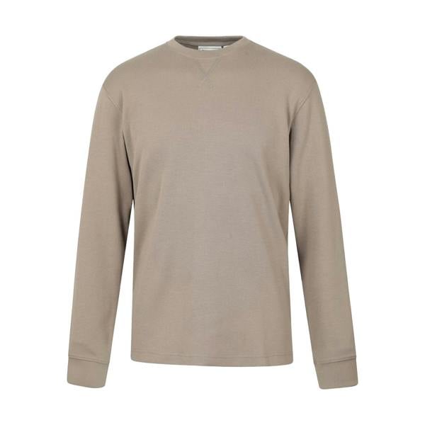 Mountain Warehouse Mens Tillsbury Textured Waffle Crew Neck Long-Sleeved Sweatshirt - Dark Beige - 