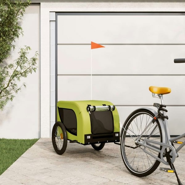 Berkfield Dog Bike Trailer Green and Black Oxford Fabric and Iron
