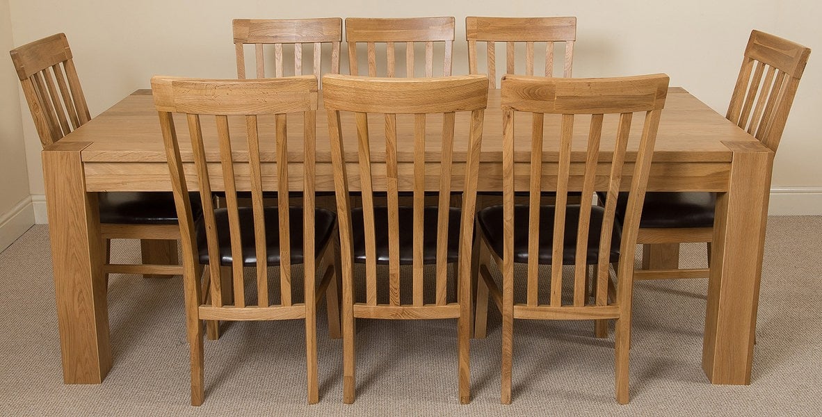 That's Furniture Kuba Extra Large Oak Dining Table with Harvard Oak Chairs