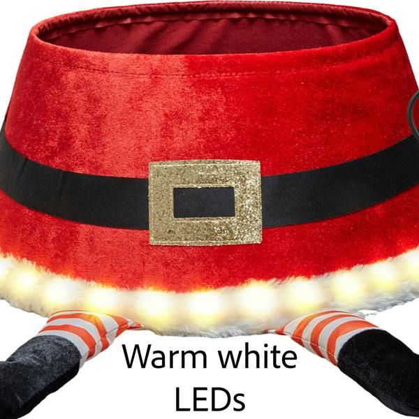 22inch LED Santa Style Christmas Tree Collar with Sequin Fabric Finish and Foldable Design image 1