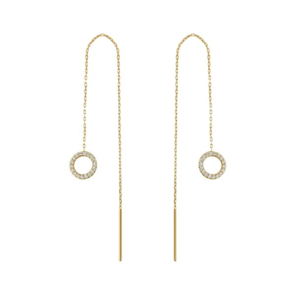 Spero London Circle Round Drop Earrings Sterling Silver - Pair