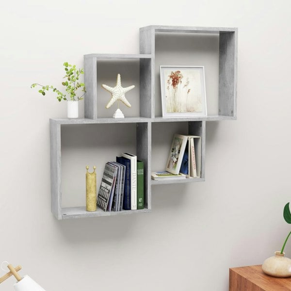 Berkfield Wall Cube Shelf Concrete Grey 80x15x78.5 cm Engineered Wood