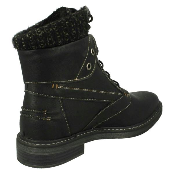 Spot On Ladies Spot On Knitted Cuff Ankle Boots F4447
