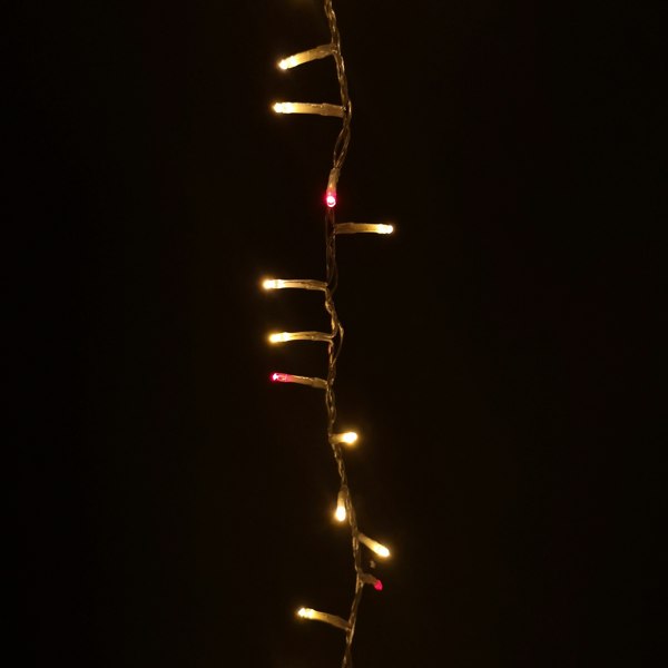 Samuel Alexander 1000 LED 25m Indoor Outdoor Christmas Multi Function Mains Operated String Lights with Timer & Clear Cable in Red & Vintage Gold