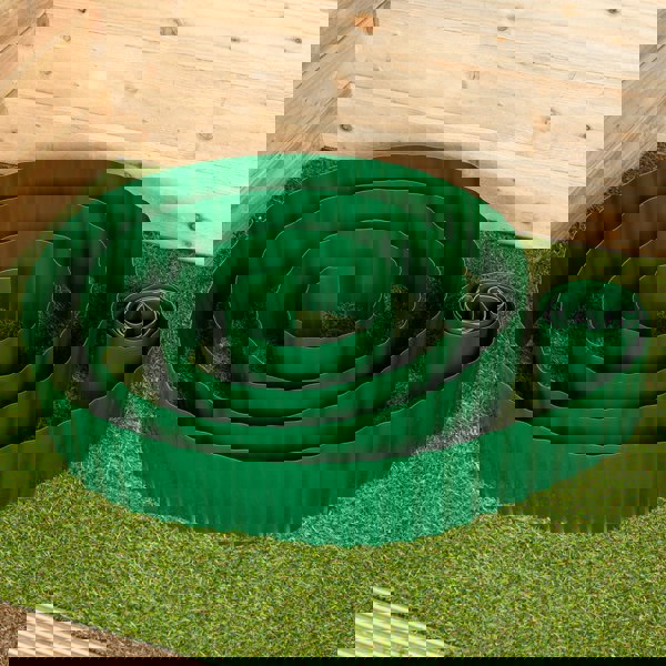 Samuel Alexander 15cm x 9m Large Plastic Corrugated Lawn Garden Edging Border in Green