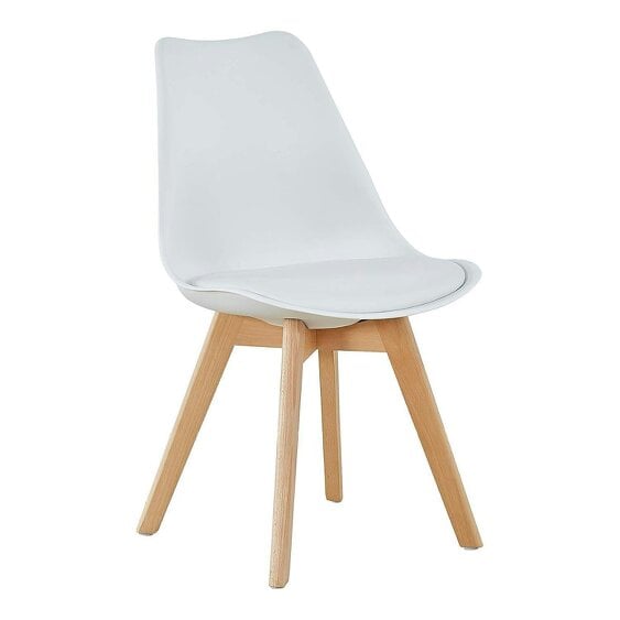 KOSY KOALA 4 Seater Modern Dining Table 140cm with Wood Effect Metal Leg and 4 White Chairs for Kitchen & Dining Room Furniture Set