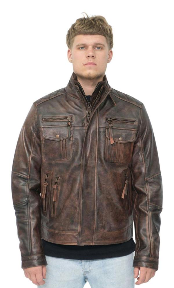 Infinity Leather Men's Leather Retro Biker Jacket-Toronto