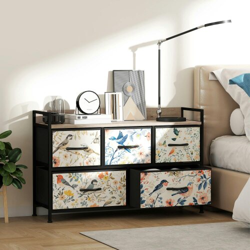 Wyld Haus Tonona Wooden White 5 Drawer Storage Chest