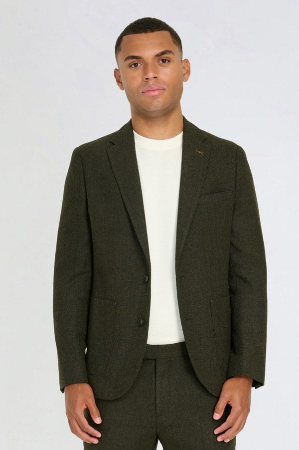 Harry Brown London Henry Tweed Blazer in Olive