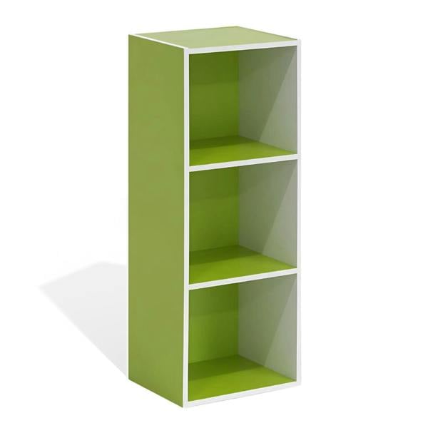 WALPLUS Pasir 3-Tier Open Shelf Bookcase, White/Green 11003WH/GR | Luxury Wall Decor for Living Room & Bedroom