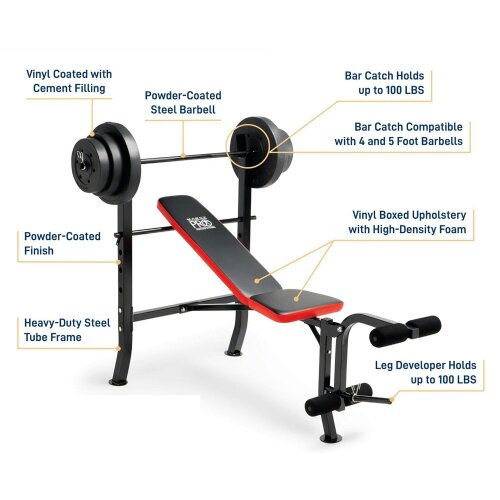 Marcy PM2084 Weight Bench & 45kg Weights Leg Developer