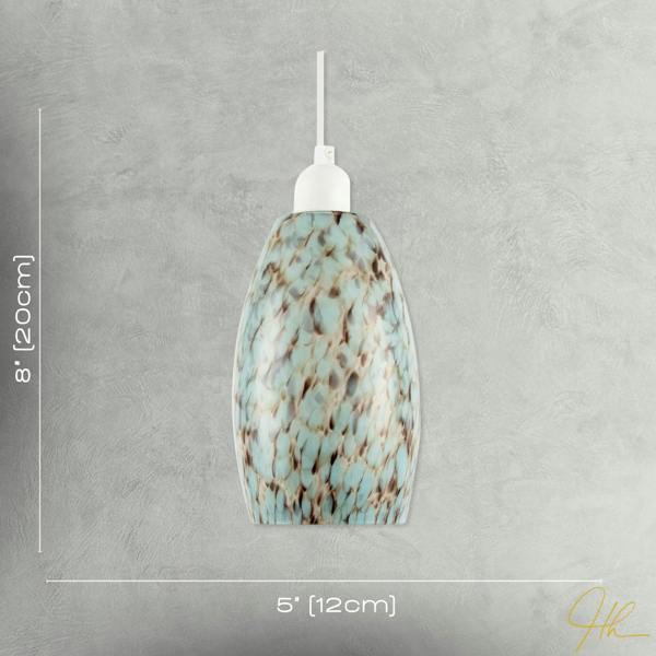 Modern Duck Egg Marble Speckle Effect Glass Cylindrical Pendant Shade Image 7