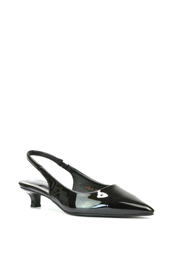 XY LONDON Pointed Toe Low Kitten Heel Slingback Pumps