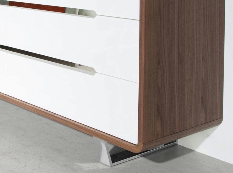 Angel Cerdá Chest of Drawers White Wood, Walnut and Chromed Steel 7106