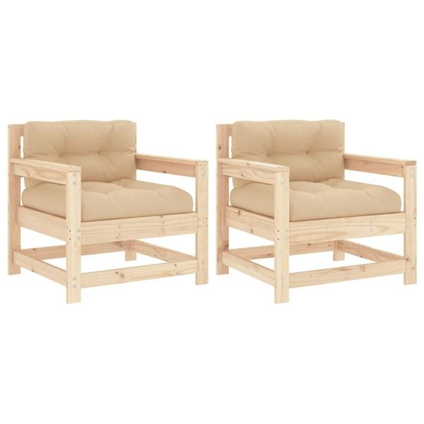 Berkfield Garden Chairs with Cushions 2 pcs Solid Wood Pine