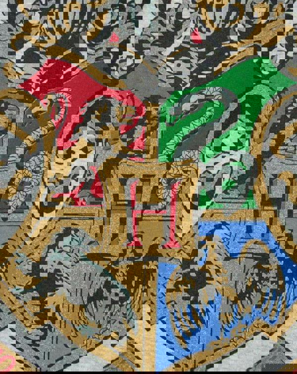 Harry Potter Girls Grey Hogwarts Crest Raglan Short Sleeved T-Shirt