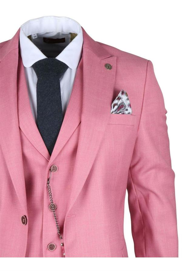 Infinity Leather Men's 3 Piece Pink Tailored Fit Party Suit Race Day