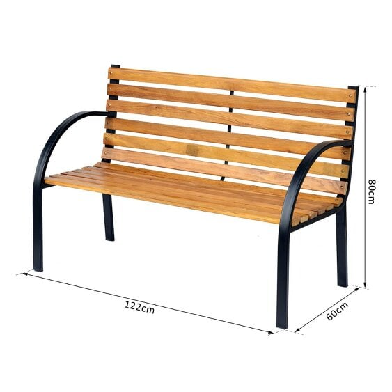 Wyld Haus Nifalo 122cm Steel And Natural Slatted Wood Outdoor Garden Bench