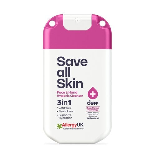 Dew 3-in-1 Face & Hand Hygienic Cleanser 30ml mist - Electric Fuchsia / White