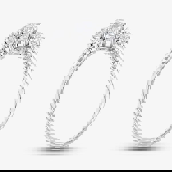 T. H. Baker 9ct White Gold Certified Lab Grown 1.00ct Brilliant Cut Diamond Three Stone Ring LGR5026-100 (WG)