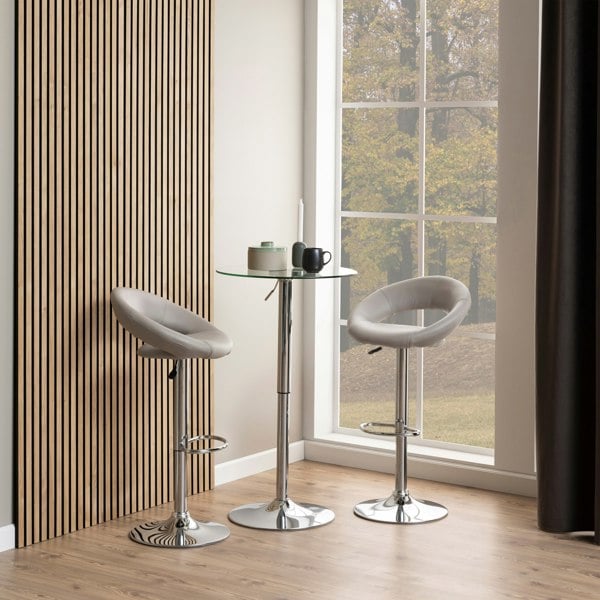 Furniture To Go Plump Light Grey Swivel Bar Stool with Open Back