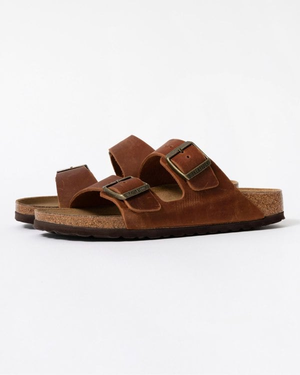 Birkenstock Arizona Oiled Natural Leather Womens Sandals - Cognac - CHO - Designer Womens Sandals