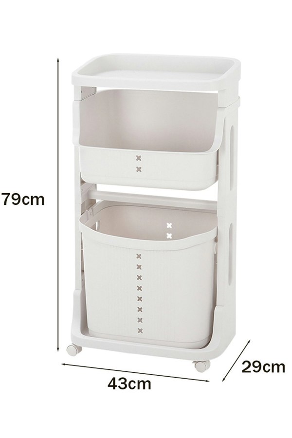 Living and Home 3-Tier Detachable Laundry Basket Fruit Vegetable Storage Rack Kitchen Trolley Cart with Wheels