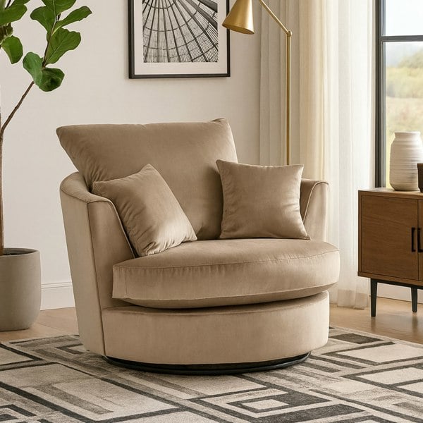 Furnishings For Less Brooklyn Plush Velvet Swivel Chair