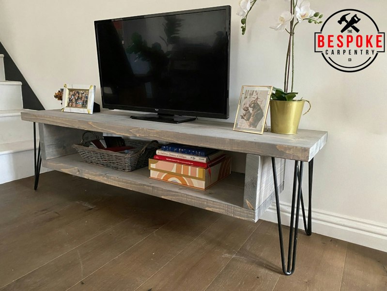 The Bespoke Carpentry Co TV Stand - Floating Storage with Hairpin Legs