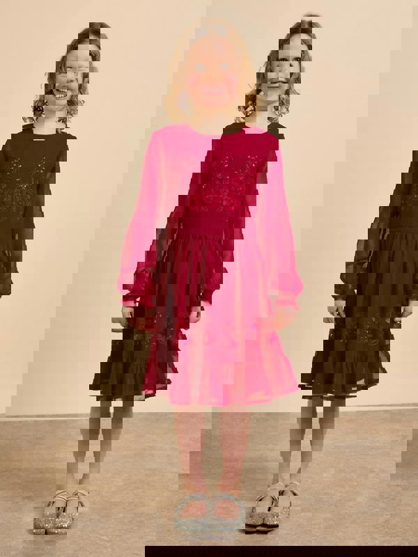 GWD Flora Red Applique Flower Dress