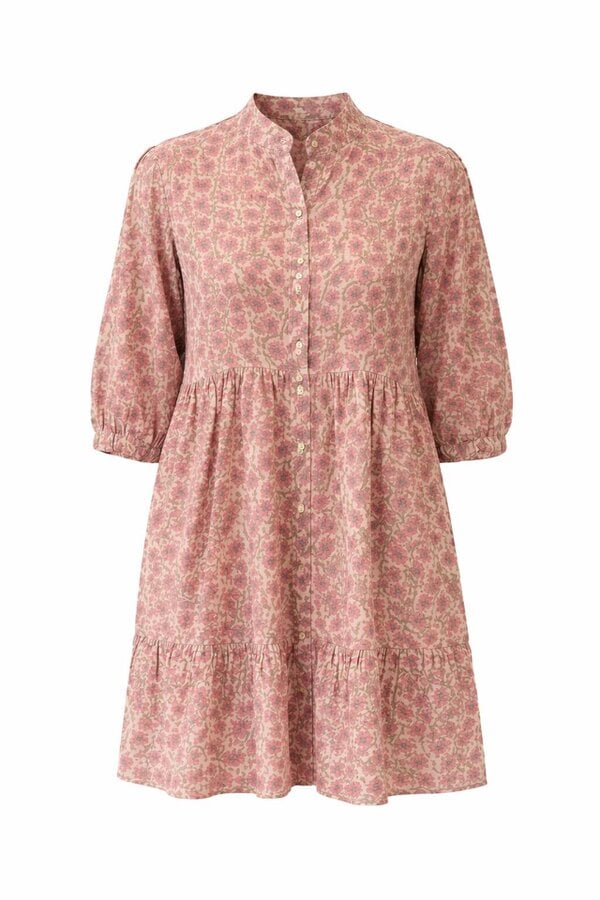 Sadie mandarin collar short dress pink
