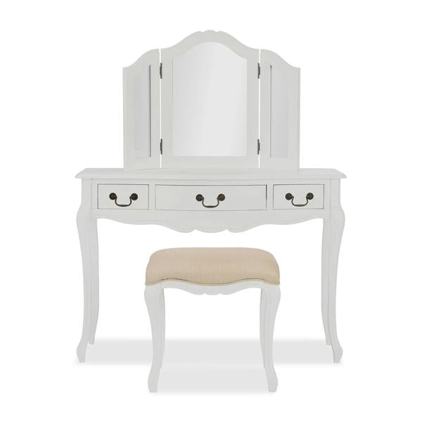 Statement Furniture Juliette Dressing Table Set with Table, Mirror and Stool. French Vanity Unit