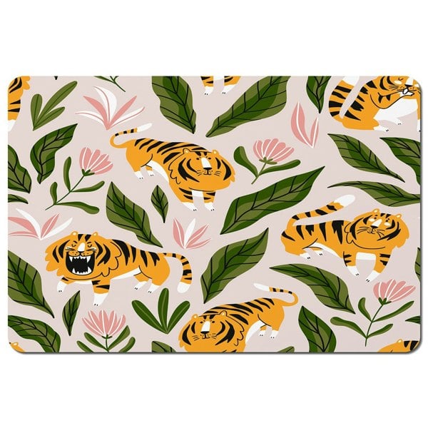 Benjamin Tate Design cute tigers and tropical leaves and flowers (Placemat)