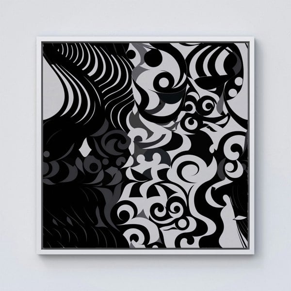 Warren Reed Black Grey Abstract Framed Canvas