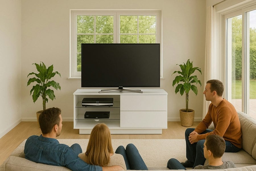 Centurion Supports Gallus Gloss White TV Stand with 2 Drawers and 3-Shelves Modern Entertainment Unit for TVs up to 55 Inch