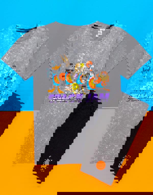 Space Jam Womens Grey Short Sleeve Cycling Short Pyjama Set