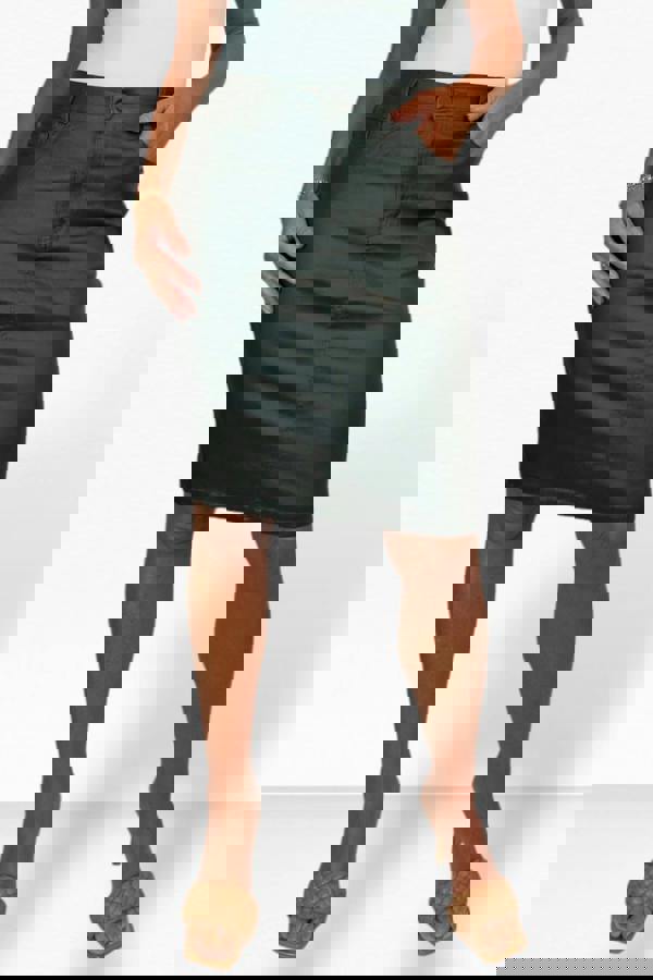 Paulo Due Women's Faux Leather Knee Length Skirt