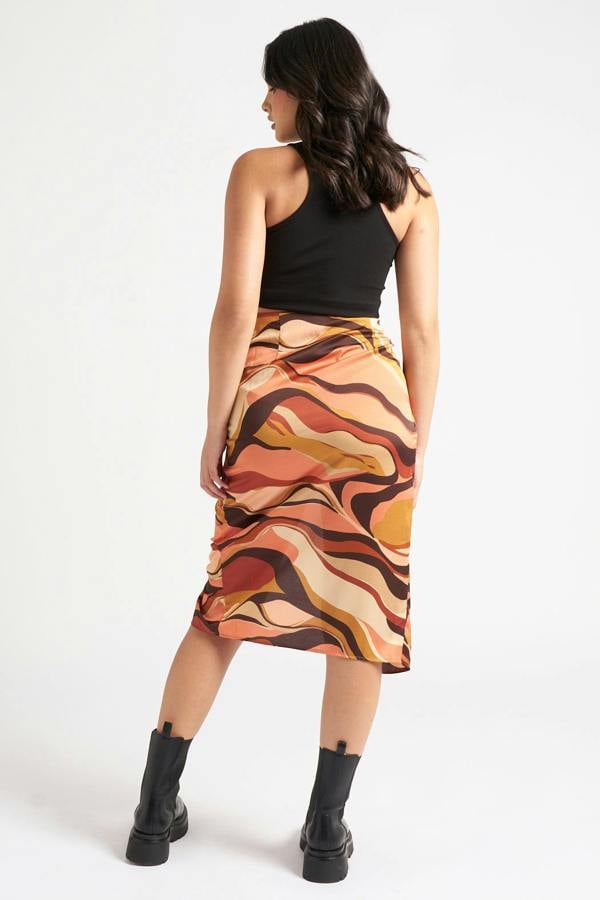 Urban Bliss Swirl Front Knot Satin Skirt