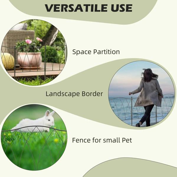 Use options diagram for black metal fence panels, showing partition and landscape uses