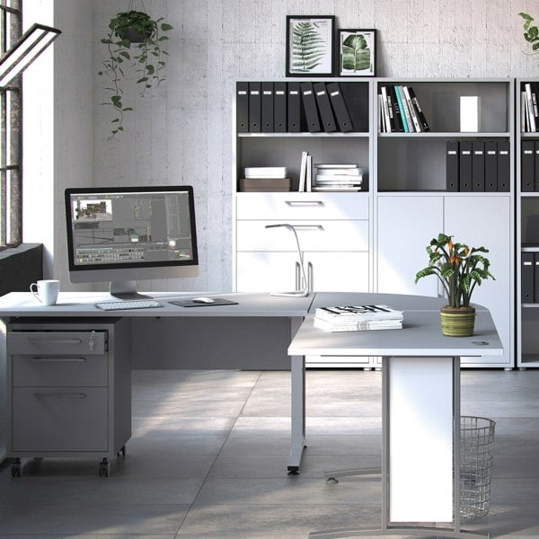 Furniture To Go Prima Bookcase 2 Shelves with 2 Drawers 2 Doors In White