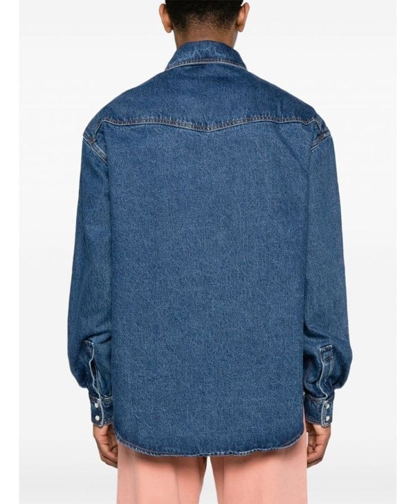 Palm Angels Monogram Denim Shirt Blue - Supplied FashionPALM ANGELS