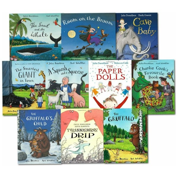 Julia Donaldson Picture Book Collection 10 Books Set (The Gruffalo, The Gruffalo Child, Cave Baby)